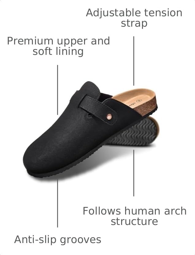 Image of KEMISANT Men Clogs-Comfortable Suede Mules Slippers Sandals Nurse Potato Shoes Unisex-Cushioned Cork-Footbed