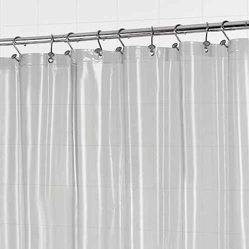 Image of Barossa Design Shower Curtain Liner - Clear Black Premium PEVA Shower Liner with 3 Magnets and Metal Grommets, Waterproof Lightweight Standard Size Curtains for Bathroom - Translucent Black