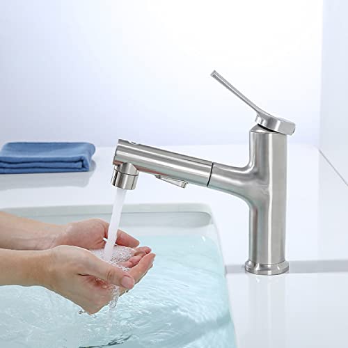 Mitigeur de salle de bain extractible monotrou multifonction avec douchette 3 modes