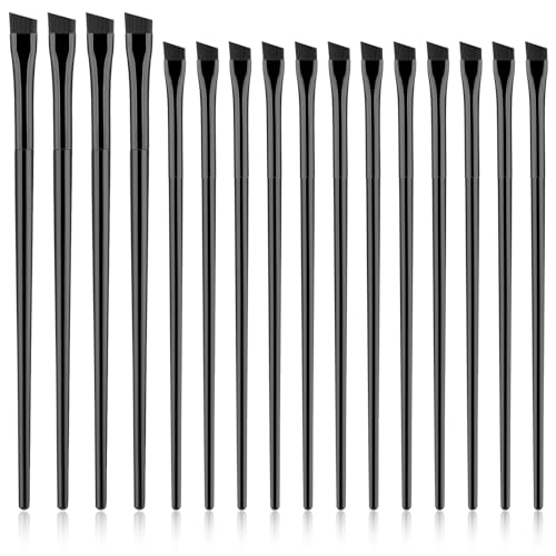 16 Pcs Angled Eyeliner Brush Set, 12 Pcs Angled Thin Eyeliner Brush and 4 Pcs Angled Eyebrow Brushes, Thin Eye Liner Makeup Brushes Intensive Eyebrow Tint Brushes, Flat Eyebrow Brush Applicator
