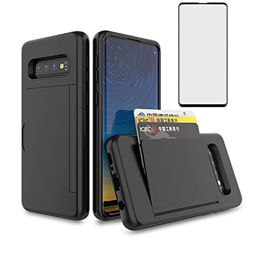 Asuwish Phone Case for Samsung Galaxy S10 with Tempered Glass Screen Protector Cover and Credit Card Holder Stand Slim Hybrid Cell Accessories Glaxay
