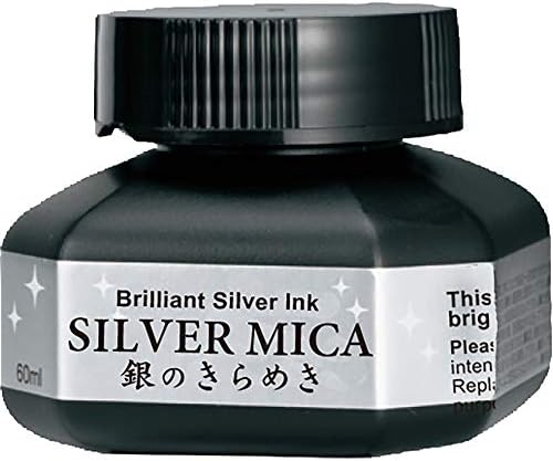 Kuretake Silver MICA Ink, for dip Pen, Brush, Artist, Non Toxic Paints, Metallic, 60ml, Ideal for Illustration, Lettering, Drawing, Writing, outlining on Bright and Dark Colored Papers