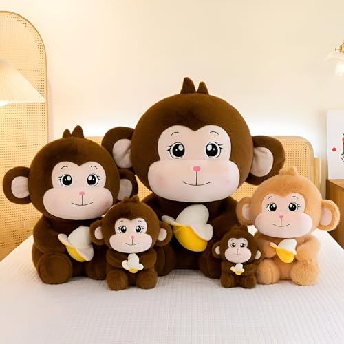 Image of Tickles Cute Smile Monkey Soft Stuffed Plush Animal Toy for Kids Boys & Girls Birthday Gift (Color: Light Brown Size: 22 cm)