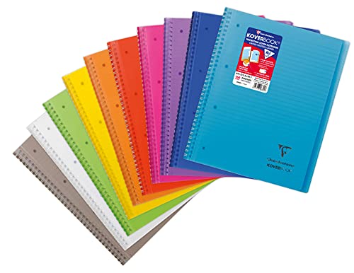 Clairefontaine 396701C - One Koverbook Spiral Notebook - A4+ 22.5X29.7 Cm - 160 Detachable Lined Pages - White Paper 90 G - Random Colour Polypro Cove