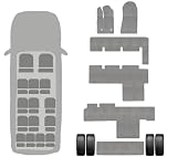 Custom Fit Rubber Floor Mats for Ford Transit Passenger Vans (2015-2025, 8-15 Pass) All-Weather, Non-Slip, Heavy Duty (Light Grey, 15 Passenger 350 HD (Carpet Flooring Only))