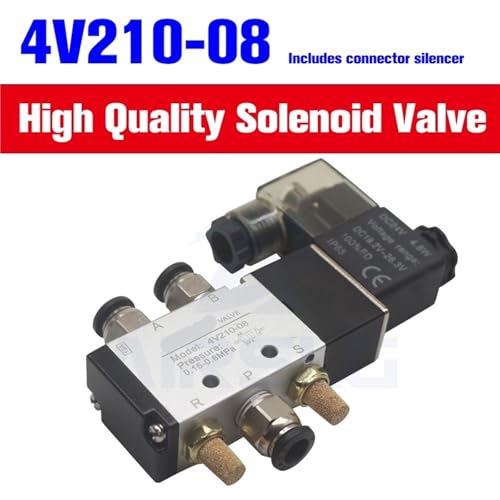 Válvula de aire 4V210-08 de bobina simple, 2 posiciones y 5 vías, DC12V 4
