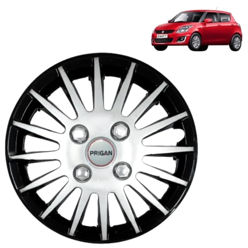 Image of PRIGAN Swift Black Silver Wheel Cover 14 inch for Swift (Set of 4 Pcs) (Press Fitting) Model- Camry DC 14