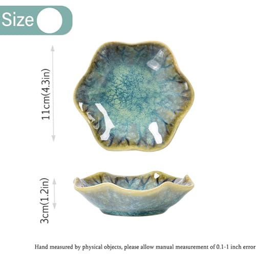 Plato pequeño de cerámica en forma de hoja para joyería, llaves, anillos, baratijas; regalo para decoración de mesita de noche, mesas, habitaciones (verde cristalino) - imagen 5