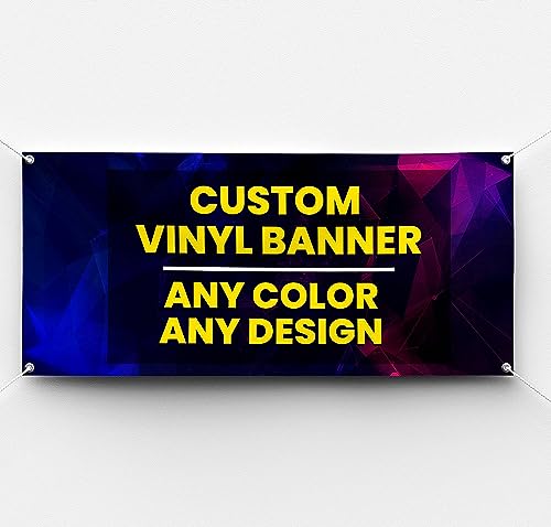 Personalized Custom Vinyl Banner Printing Indoor or Outdoor use Printed Business Event Birthday Party Large Custom Vinyl banner for Party Decoration Factory of Stickers (5'x6')