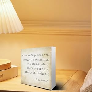 Inspirational quotes office decor for men rustic wooden block plaque box sign for home office desk shelf table motivational wall decor inspirational gifts for women men friends cs lewis  urban country home decor