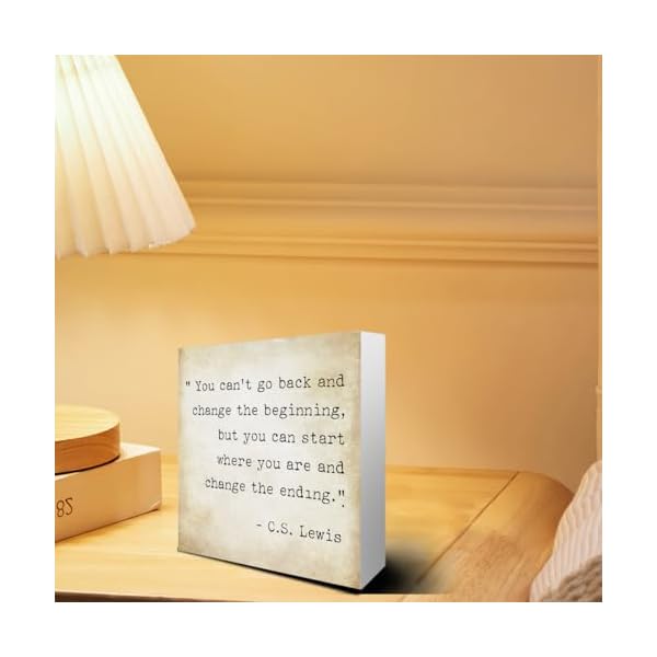 Inspirational quotes office decor for men rustic wooden block plaque box sign for home office desk shelf table motivational wall decor inspirational gifts for women men friends cs lewis  urban country home decor