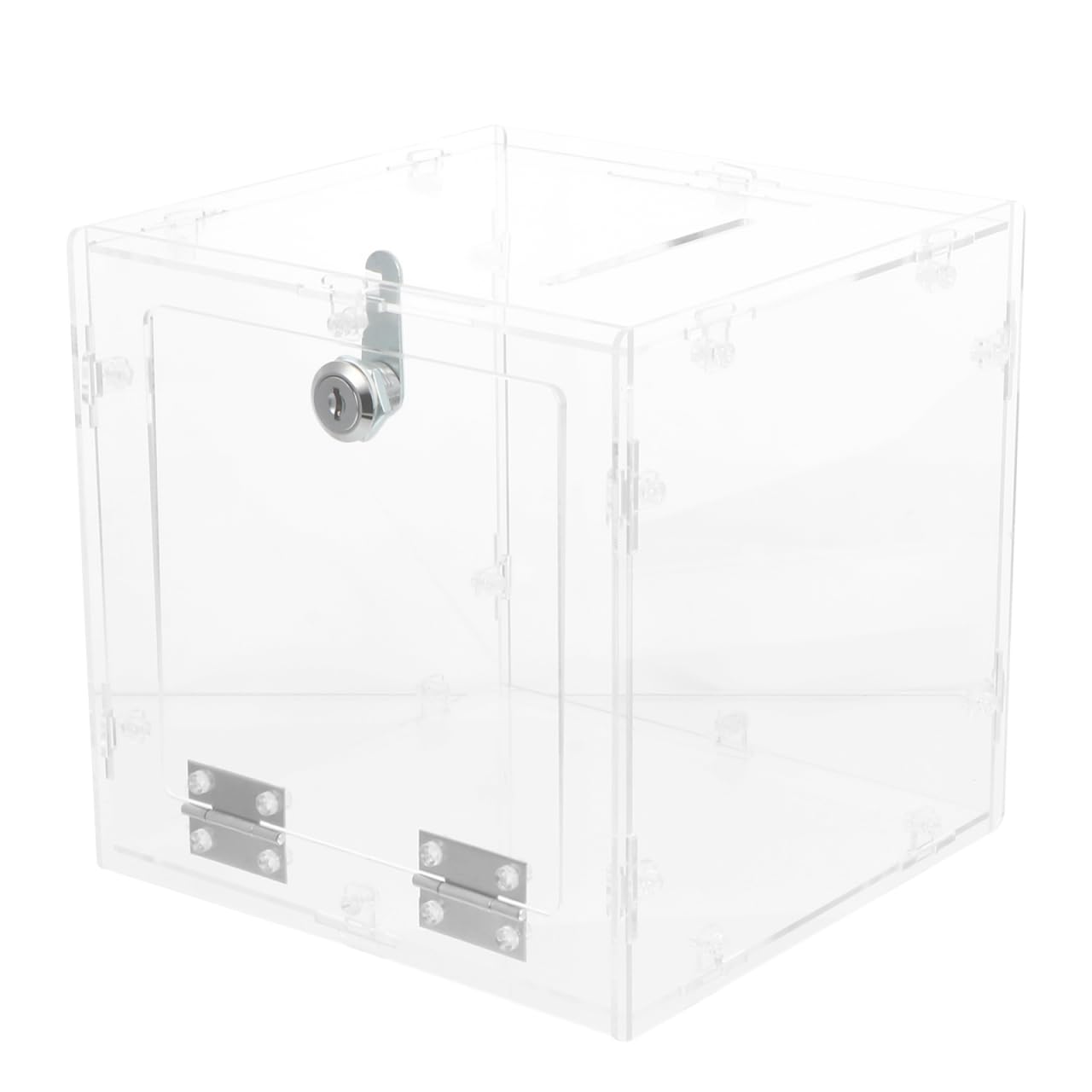 Caja De Donación Acrílica Transparente Con Cerradura Y Ranura 7.87x7.87x7.87 Pulgadas Para Eventos Recaudación De Fondos