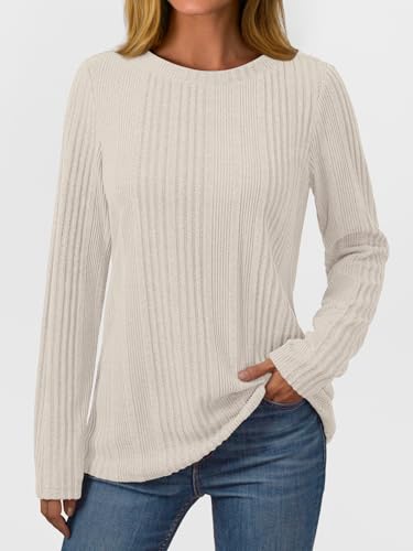 AUTOMET Long Sleeve Shirts for Women Casual Tunic Tops Loose Fit Lightweight Crew Neck Sweater Clothes 20253