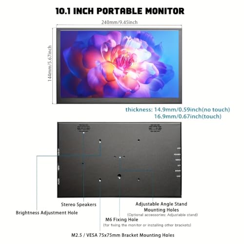 Image of 10.1-inch IPS Touchscreen Bar Display, 1024x600, Metal Shell, Type-C /HDMI. for Raspberry Pi, Laptop Aida64, GPU /CPU Monitoring, PC Case Screen.