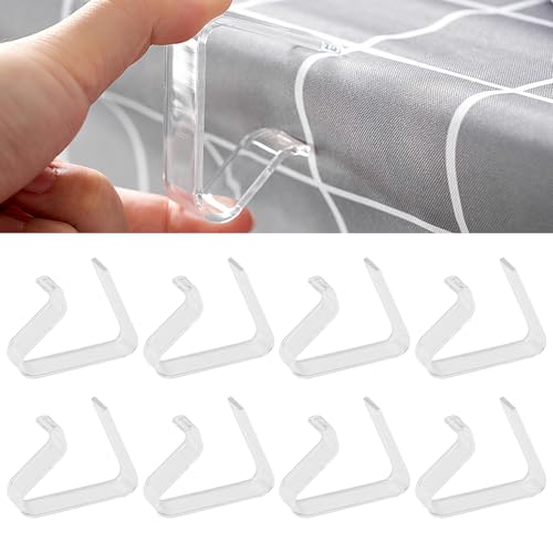 8 Pcs Plastic Table Cloth Clips, Clear Durable Clips for Picnic Tablecloths, Windproof Holders for Indoor and Outdoor Use, Perfect for Camping, Weddings, Parties, Christmas, and Family Picnics
