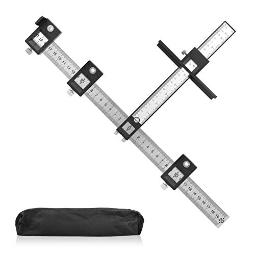 Cabinet Hardware Jig, Laelr Adjustable Drill Punch Locator, Aluminum Alloy Drill Guide for Fast and Accurate Installation of Door and Drawer Front Knobs, Templates Jig Tool with Storage Bag