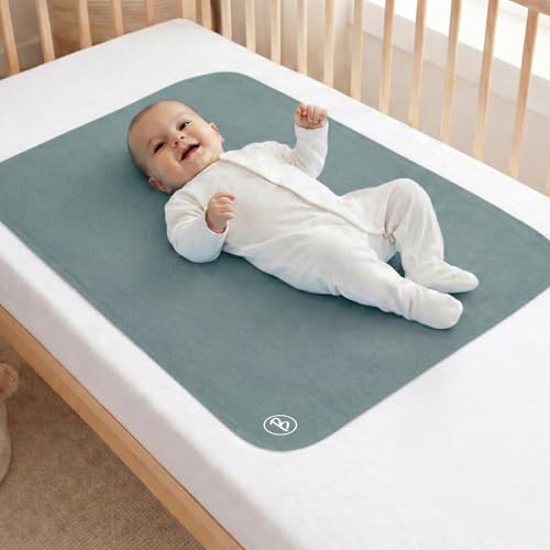 Image of Btag Baby Waterproof, Super Soft Fast Drying Mattress Protector | Extra Absorbent, Anti-Itching Sheet for New Born,Toddler (Size 50x70 cm, Pack of 1, Cloud Grey)