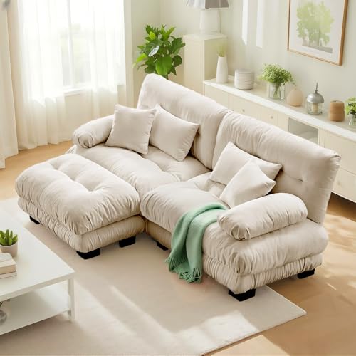 Image of SoarFlash L Shaped Couches for Living Room, Small Sectional Sofa Set with Reversible Chaise, Modern Designed Sleeper Sofas and Modular Couch Function, Suitable for Small Spaces in Apartment, Camel
