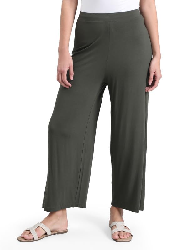Image of GO COLORS Soft Viscose Knit Palazzo Full Length for Women| Breathable, Mid Rise
