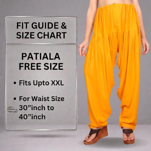 Image of FASHION GALLERY Women's Rayon Relaxed Fit Patiala Salwar with Full Length Drawstring Closure Type and Flexible Waist | Patiala Pant for Woman Free Size Fit Upto XXL