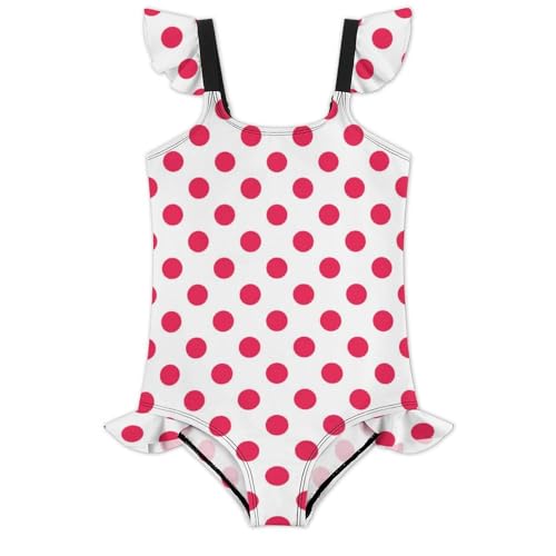 Image of Girls One Piece Swimsuit Polka Dots Ruffles Swimwear Bathing Suits 3-12 Years