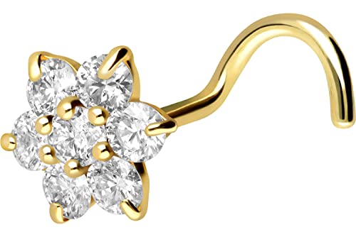 Piercing Line 18 quilates de oro studs nariz cristal flor Cover