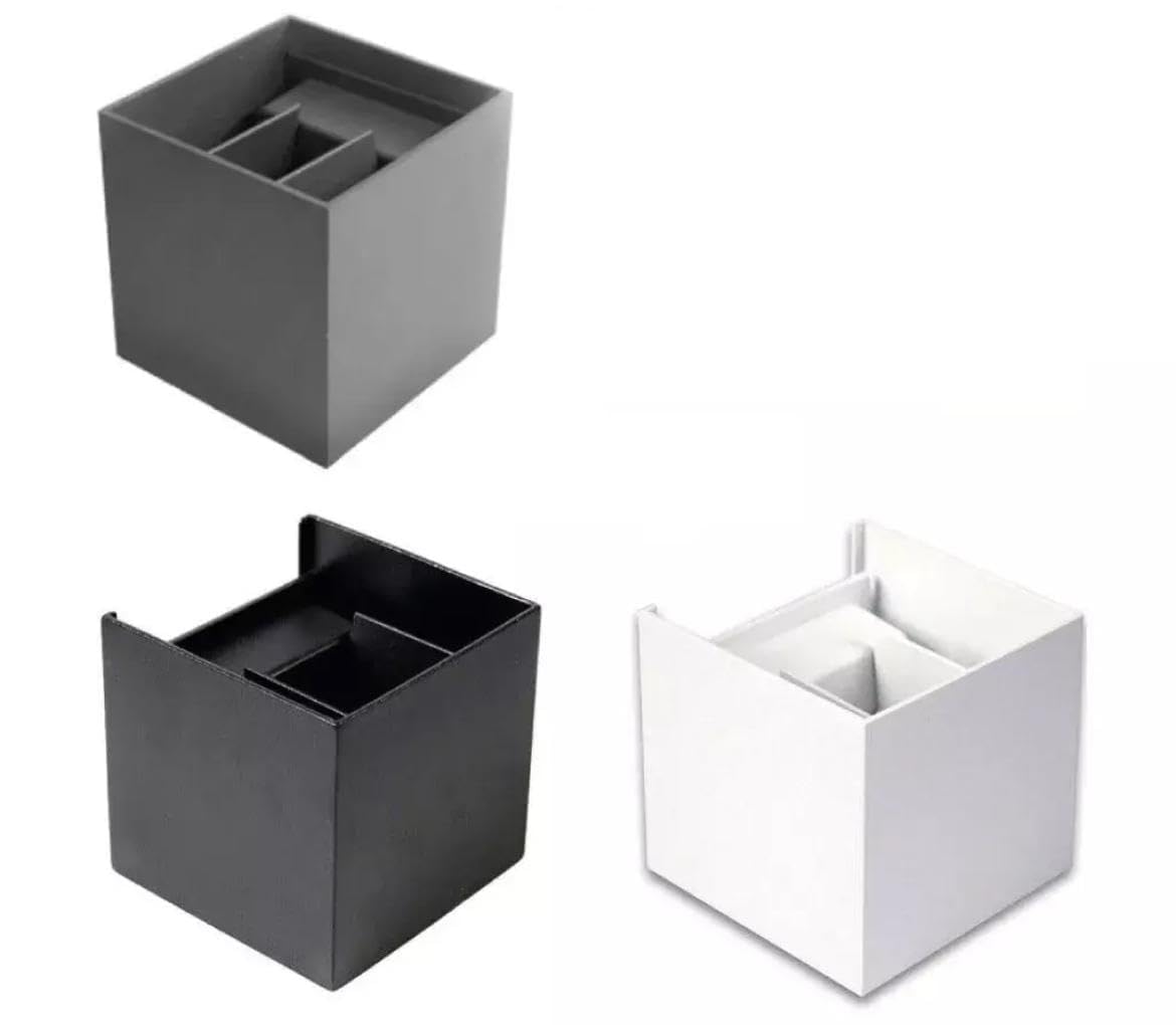 Teramo led Applique Cubo LED 12W IP65 Impermeabile Doppia Emissione Grigio 6400K