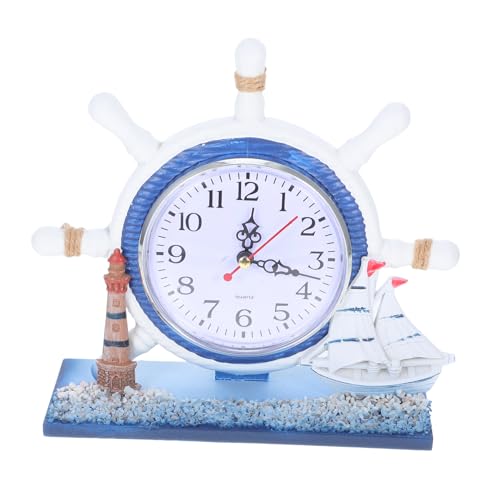 Cabilock Orologio Da Tavolo Silenzioso Con Faro E Timone Di Una Nave Sveglia Vintage Per Camere A Tema Nautico Arredamento Costiero