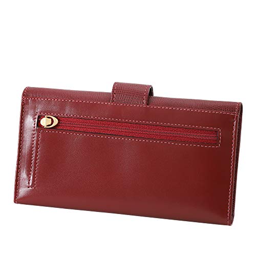 Carteira Mariart Feminina Botão Couro Legítimo Pinça Espelho 308 (Vermelho)