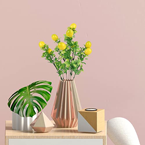 MCDSAJ 6Pcs Artificial Lemon Branches, Faux Lemons with Green Leaves, Fake Fruit Branch, Faux Lemons Tree Stem, Summer Fake Lemon Decoration for Home Kitchen Table Farmhouse Party(#1)