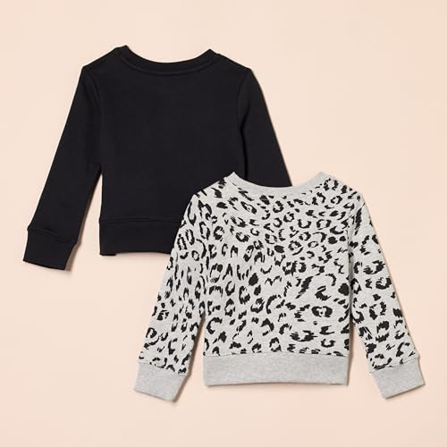 Image of Amazon Essentials Girls and Toddlers' Relaxed Fit Fleece Crewneck Pullover Sweatshirts, Pack of 2