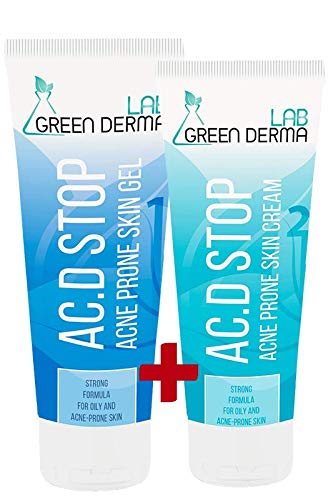 Tratamientos para el acné en 2 pasos | COMPRAR JUNTOS AC.D Stop Crema & Gel de ducha | para Manchas & Puntos Negros, Apto para Pieles Sensibles, Cuidado de la Piel con Acné por Aceite