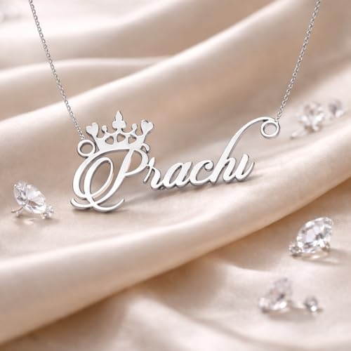 Image of Prachi Cursive Gold & Silver Name Pendant Necklace, Best Jewelry Gift for Girls.