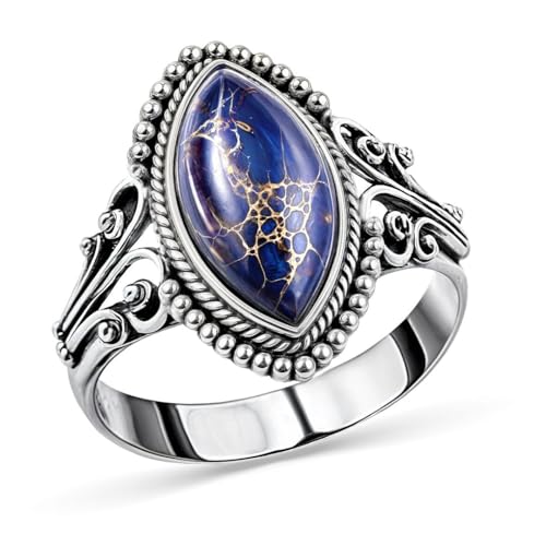 Purple Blue Turquoise Rings for Women 925 Sterling Silver Band Boho Western Turquoise Jewelry Promise Rings for Her Anniversary Birthday Gifts for Womens