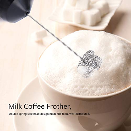 Espumador de leche, batidor eléctrico de mano, batidora de café con pilas, con resorte de acero inoxidable, para café… - Imagen 4