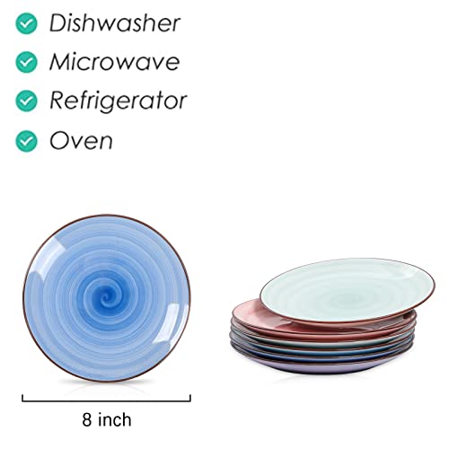 Selamica Ceramic 8 Inch Dinner Plates, Small Dessert Salad Plates, Porcelain Serving Plate For Appetizer, Pancakes, Steak, Set Of 6, Gradient Color #TOP1