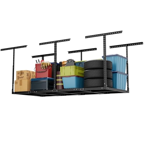 Overhead-Garage-Storage-RackHeavy-Duty-Garage-Shelving-System-Creates-Dry-Storage600LB-Rated-Height-Adjustable-Ceiling-Organizer