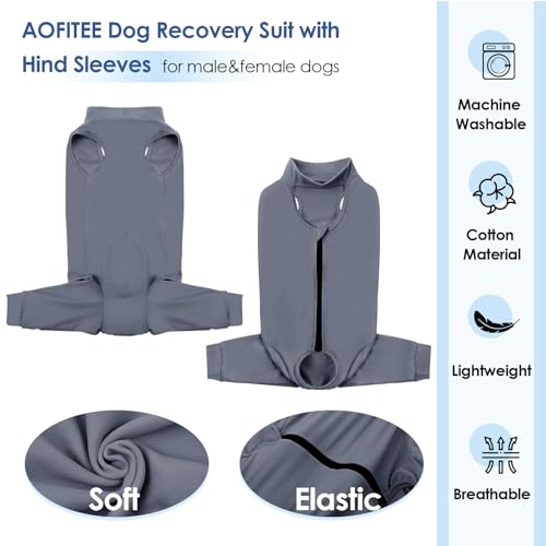 Image of AOFITEE Dog Recovery Sleeve Hind Leg, Small Dog Recovery Suit for Female Male Dog, Anti Licking Small Dog Rear Leg Sleeve, Dog Wound Cover for Rear Leg and Abdomen, Dog Cone Alternative, S