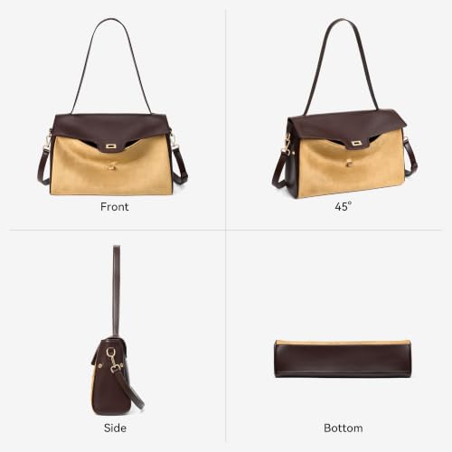 Image of BOSTANTEN Shoulder Bag for Women Vegan Leather Purse and Handbags | Soft Slouchy Suede-Mix Style, Roomy Capacity, Detachable Adjustable Strap, For Daily Work Travel Shopping