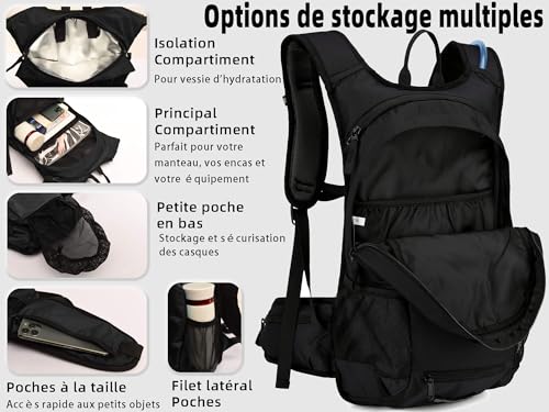 Sac à dos d'hydratation isotherme anti-ballottement pour vélo et ski - 2