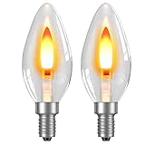 Hompavo LED Flame Light Bulbs, Flickering Lights with Realistic Flame Effect for E12 Candelabra Base, Perfect for Chandeliers, Wall Sconces, Halloween Christmas Home Indoor Outdoor Decor - 2 Pack