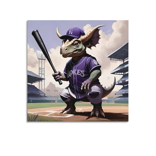 Poster de sport original baseball dinosaure pour habiller un mur vide