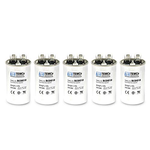 TEMCo 5-Pack 25 uF Run Capacitor CBB65 370V