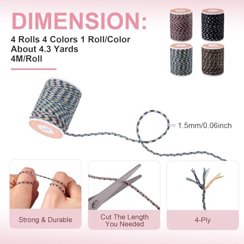 Cuerda trenzada de macramé Cheriswelry de alta calidad para costura y pulseras resistentes 3