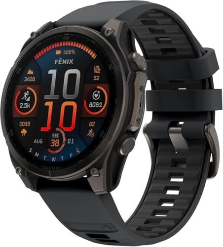 Image of Zitel Band Compatible with Garmin Fenix 8 AMOLED 51mm /8 Pro 51mm, Fenix 7X /7XPro, 6X /6X Pro, 5X /5X Plus, 3 /3 HR, Descent MK1 /2i /3i, Enduro 3 /2 - Quickfit 26mm Silicone Sport Strap