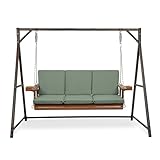 Arden earthFIBER Indoor/Outdoor Swing Cushion Set, 56 x 20, Water Repellent, Fade Resistant, Cushion Set for Swing or Bench Sage Green Texture