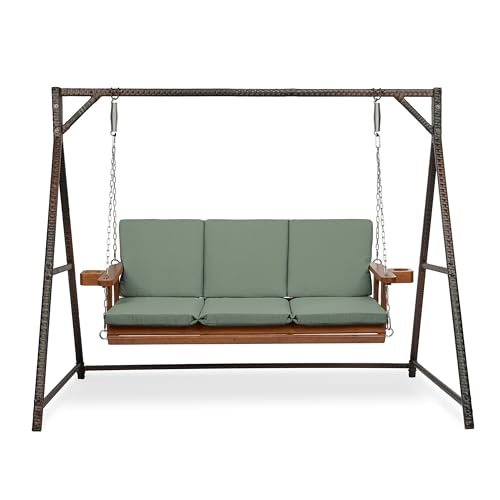 Image of Arden earthFIBER Indoor /Outdoor Swing Cushion Set, 56 x 20, Water Repellent, Fade Resistant, Cushion Set for Swing or Bench Sage Green Texture
