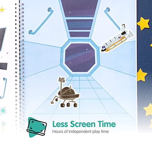 Outer Space Stickers + Coloring Book by Cupkin: Innovative Side by Side Sticker Books - Spiral Binding Lays The Planet Stickers Flat - 500+ Astronaut Stickers and 12 Interstellar Scenes - 8
