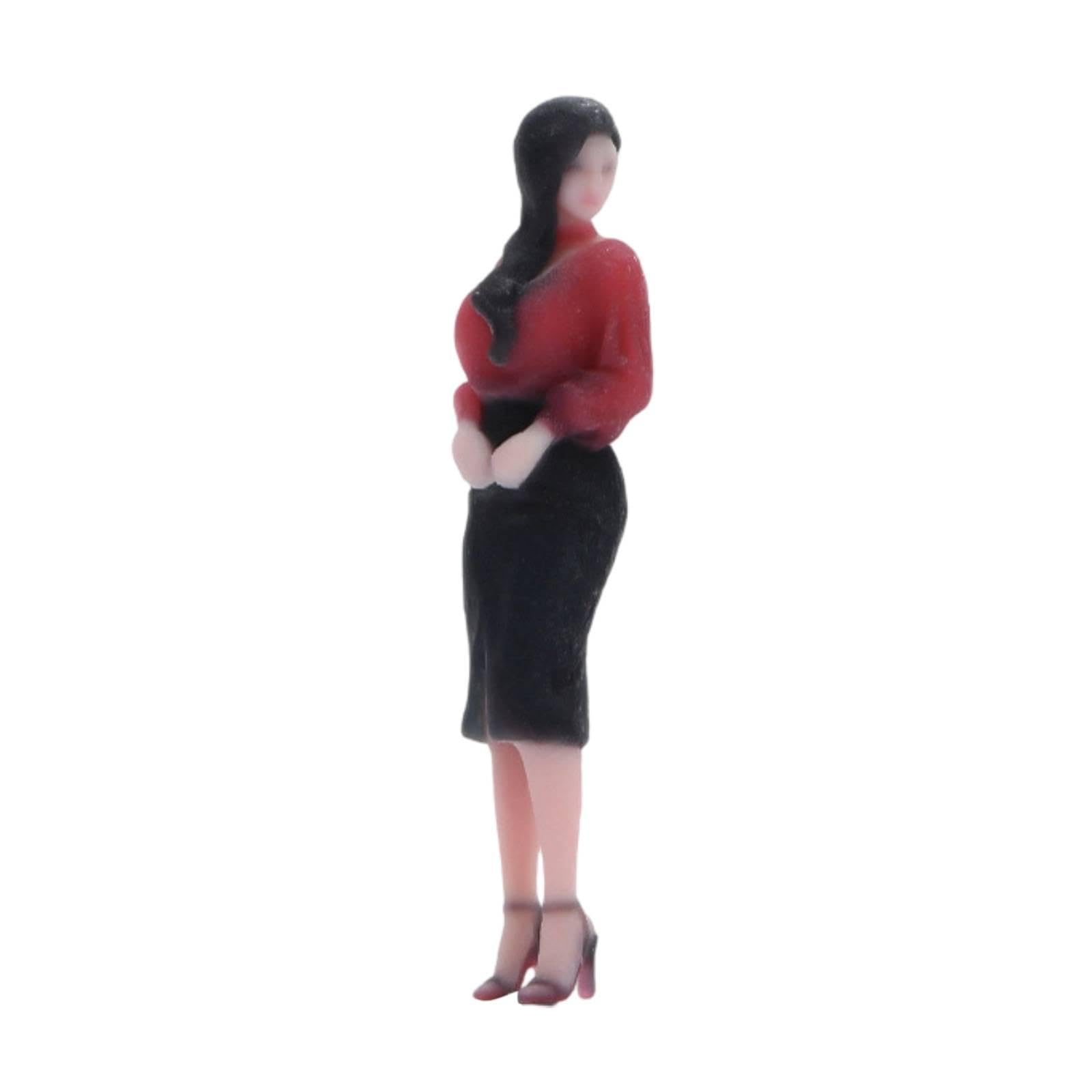 RoaQinFo Miniature Figurine Female People Figure Realistic Resin Photo Prop Tiny Role Play Model Layout Detailed Craft Suitable for Home Display Diorama Scene, Style E