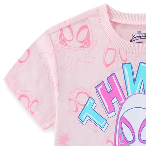 Image of Marvel Spider-Gwen Ghost Spider Girls Short Sleeve T-Shirt and Shorts Set for Toddler to Big Kids